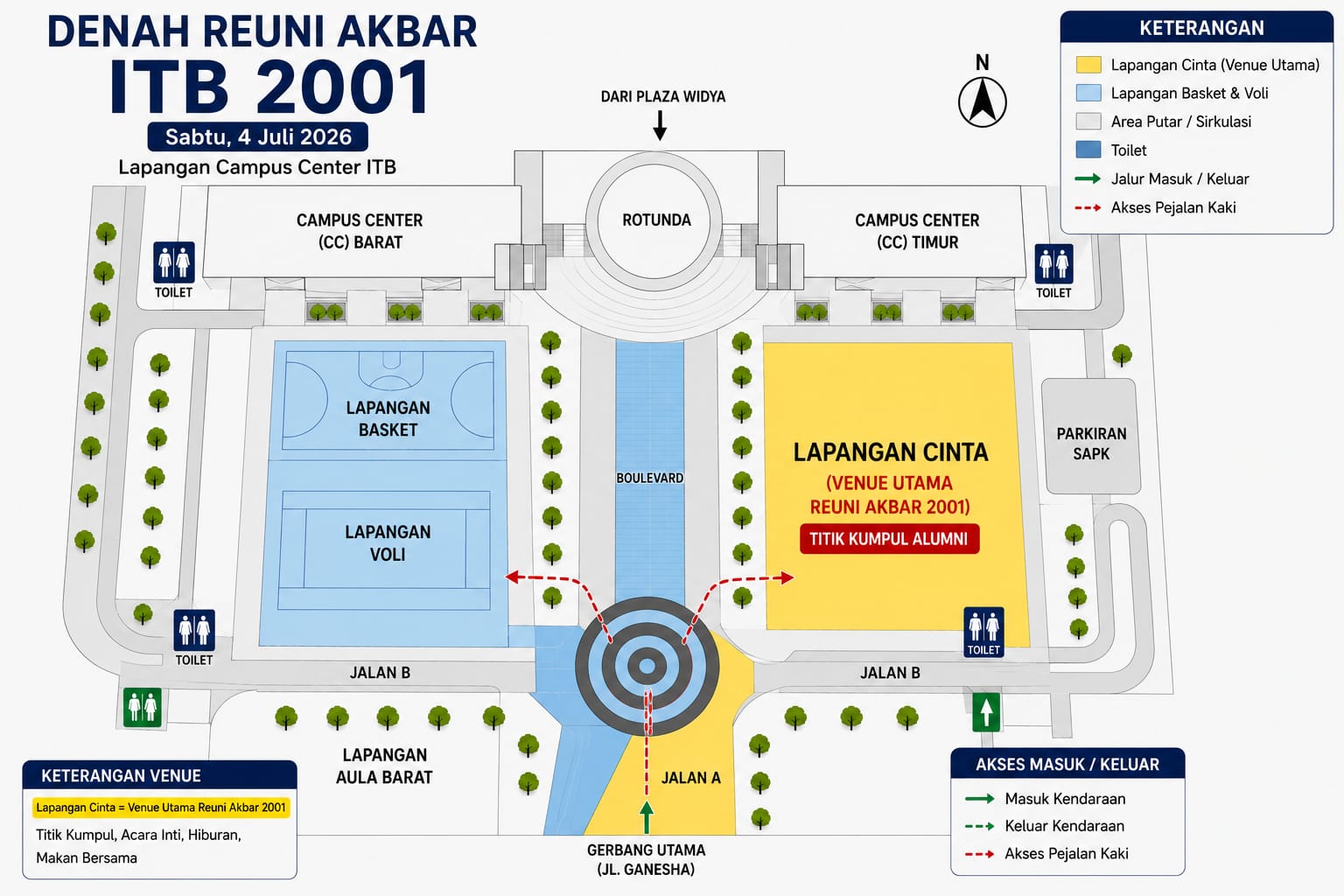 Denah Reuni Akbar ITB 2001 — Lapangan Cinta